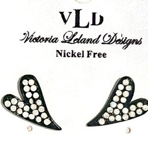 VLD, Victoria Leland Designs Heart Earrings with Rhinestones